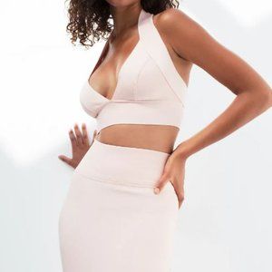 New with tags! Aritzia Babaton Cascada Bandage Halter Top in Pink + Tempt Skirt
